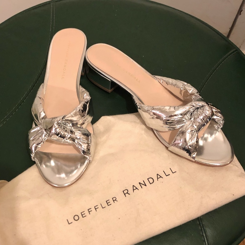 Loeffler Randall “Elise” Silver Puffy Knot Sandals